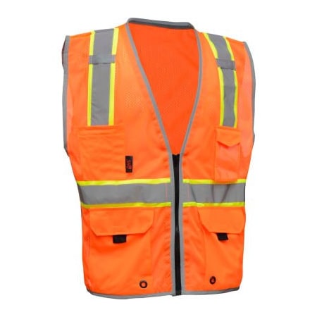 Gss Safety GSS Safety Class 2 Hype-Lite Safety Vest w/Black Side-Orange-5XL 1704-5XL